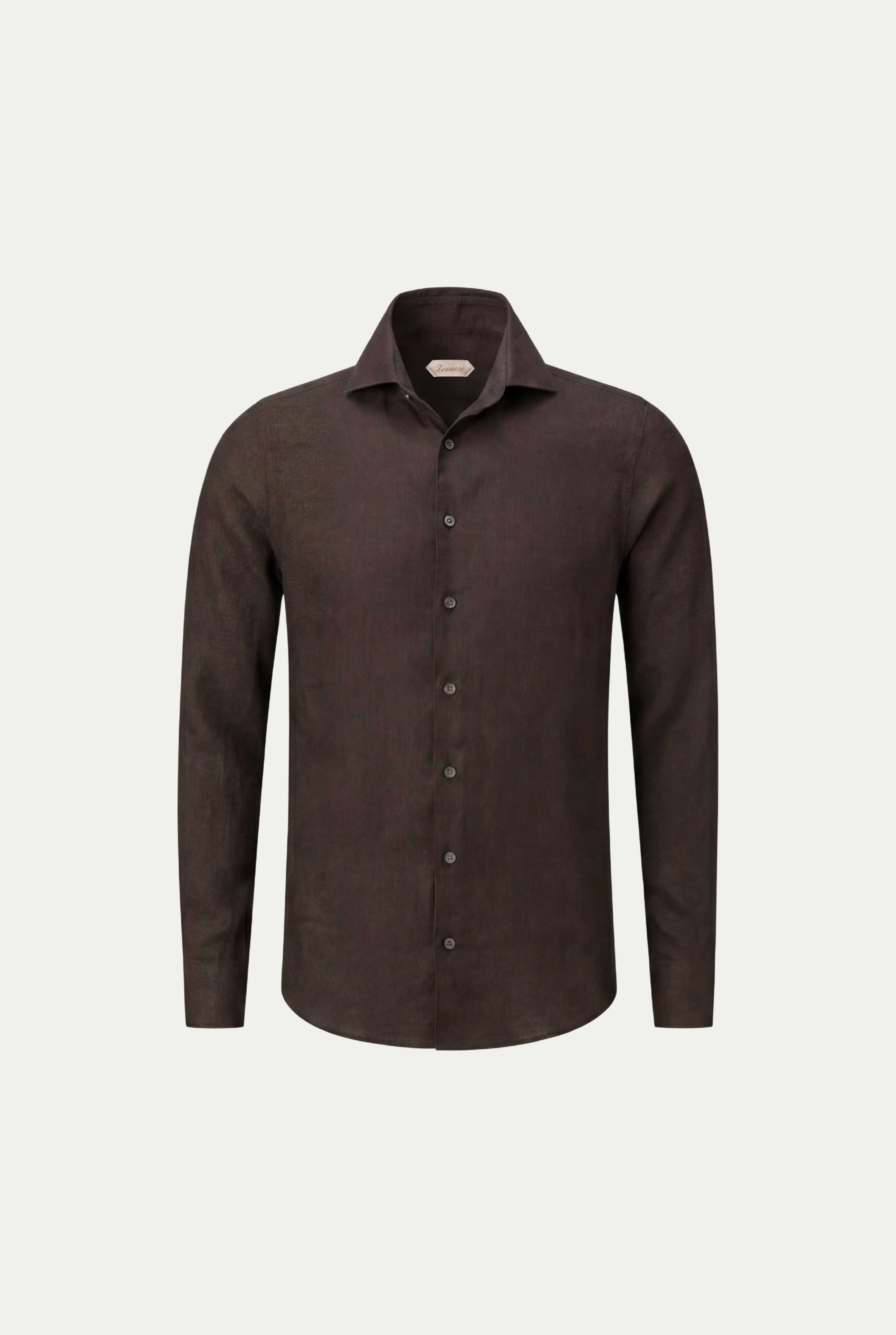 Long Sleeve Linen Shirt Dark Brown