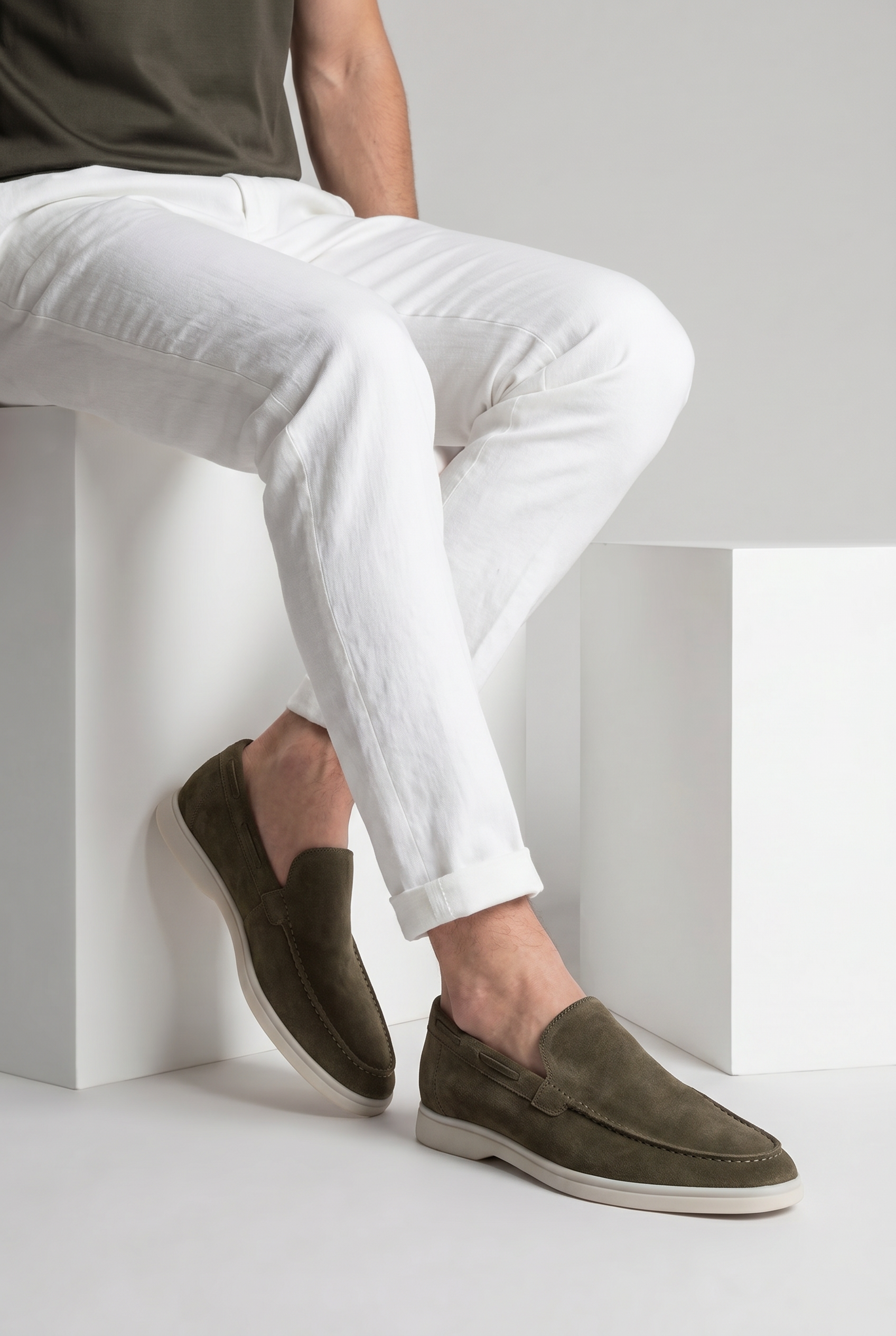 Moreno Classic Suède Loafer Olive