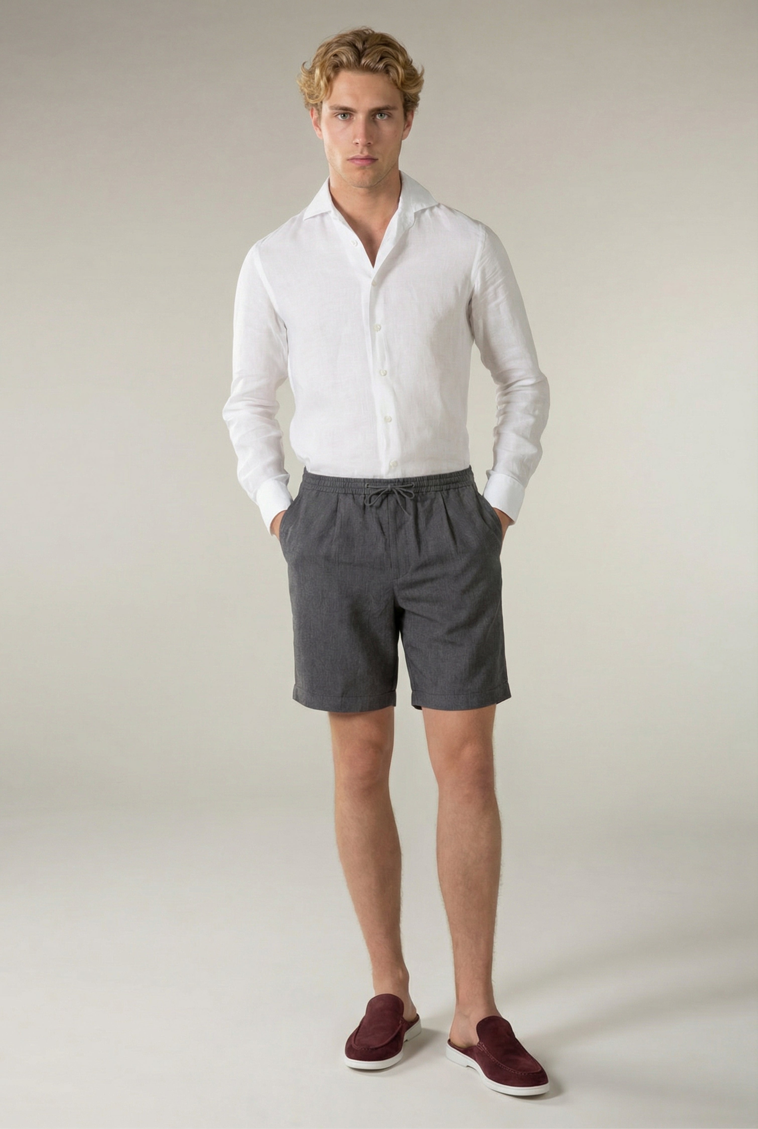 Cavalién Linen Short Grey