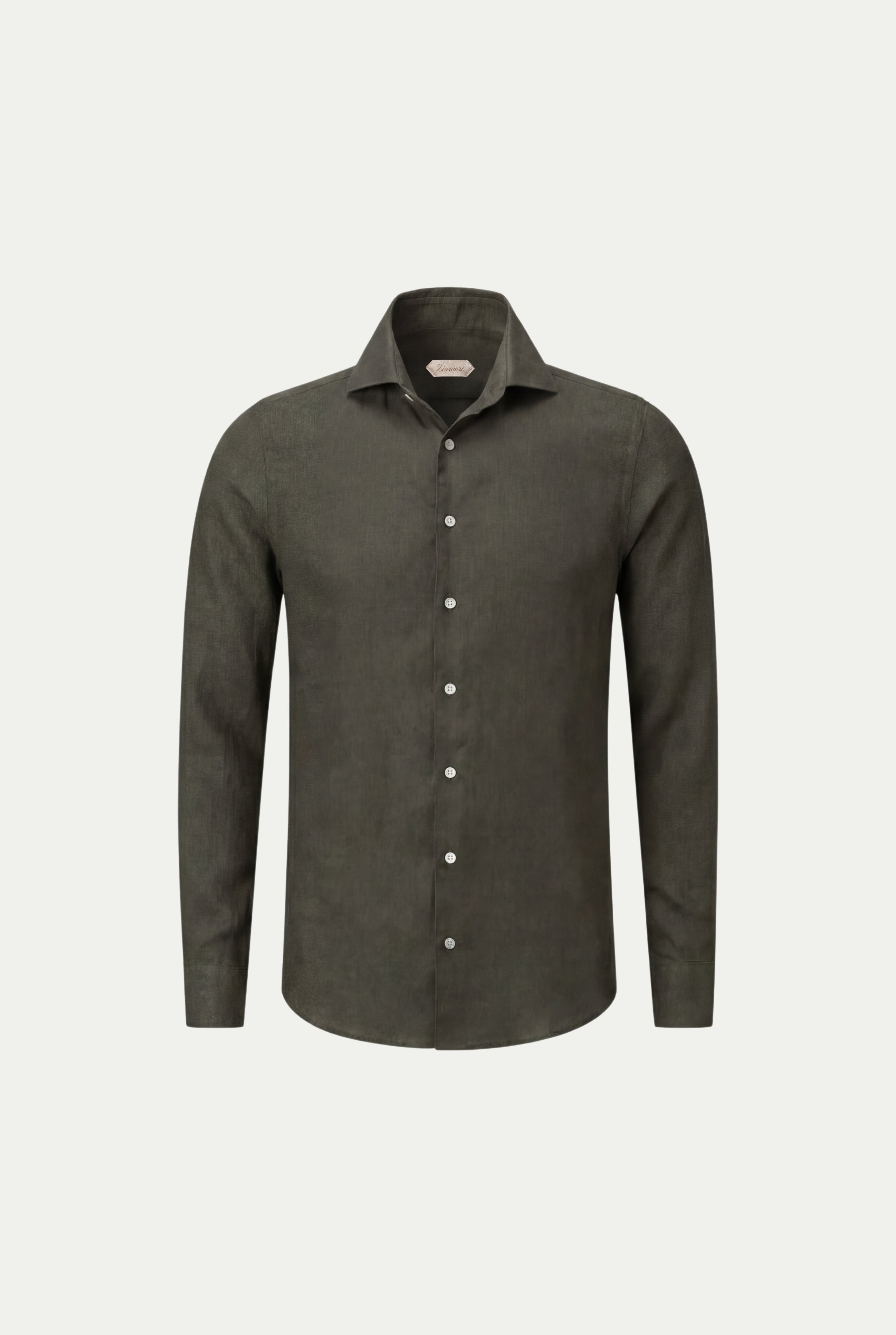 Long Sleeve Linen Shirt Olive