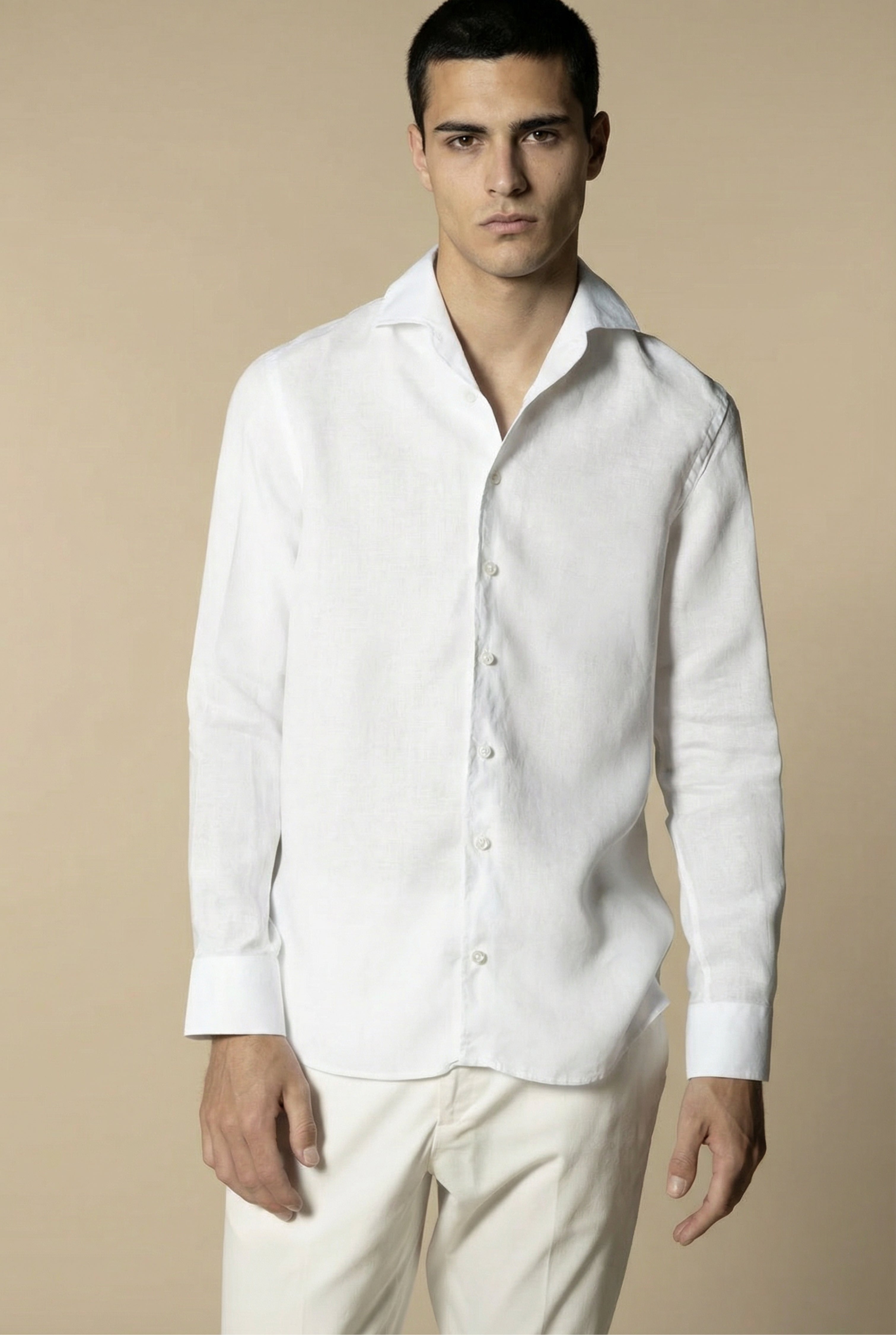 Long Sleeve Linen Shirt White