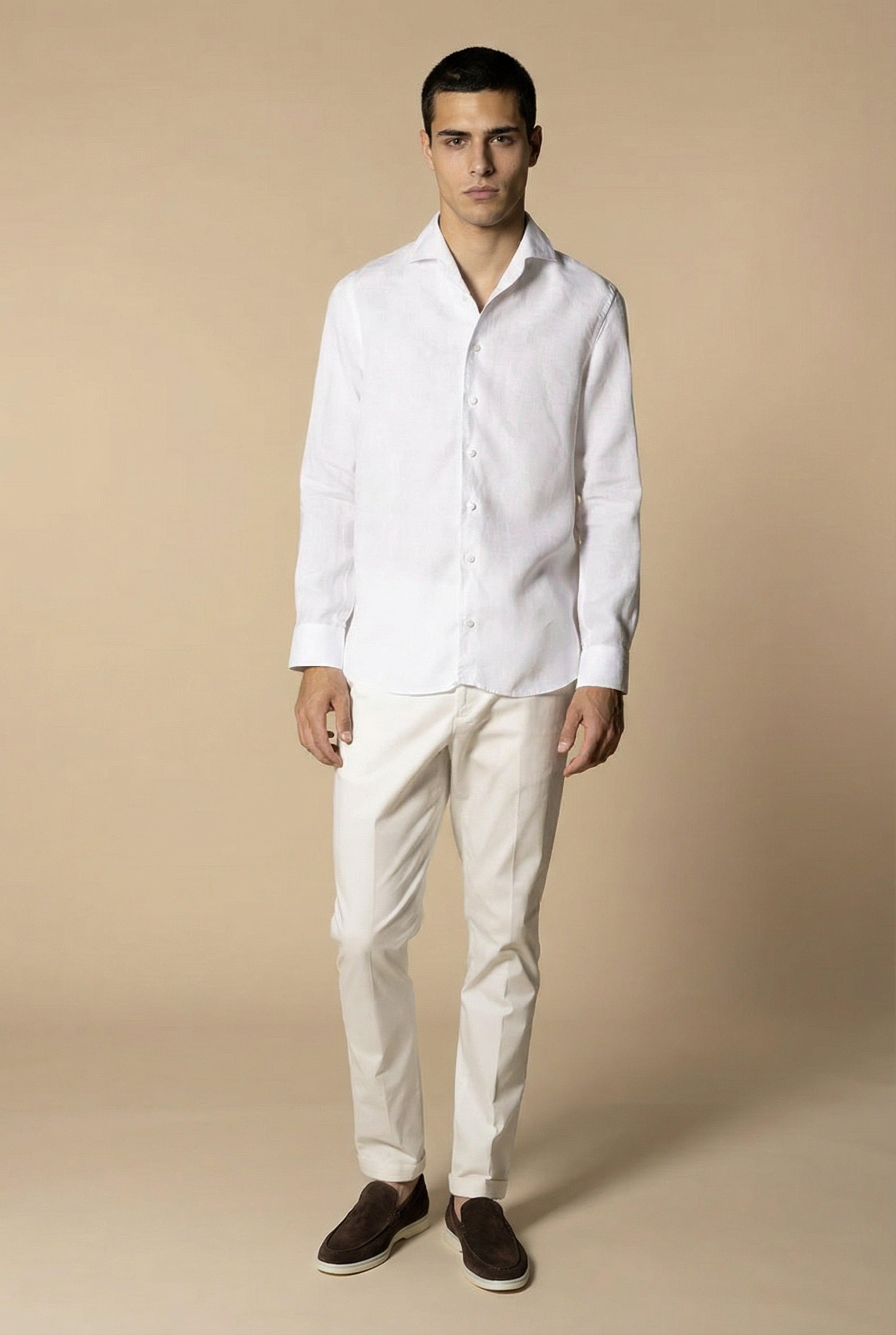 Long Sleeve Linen Shirt White