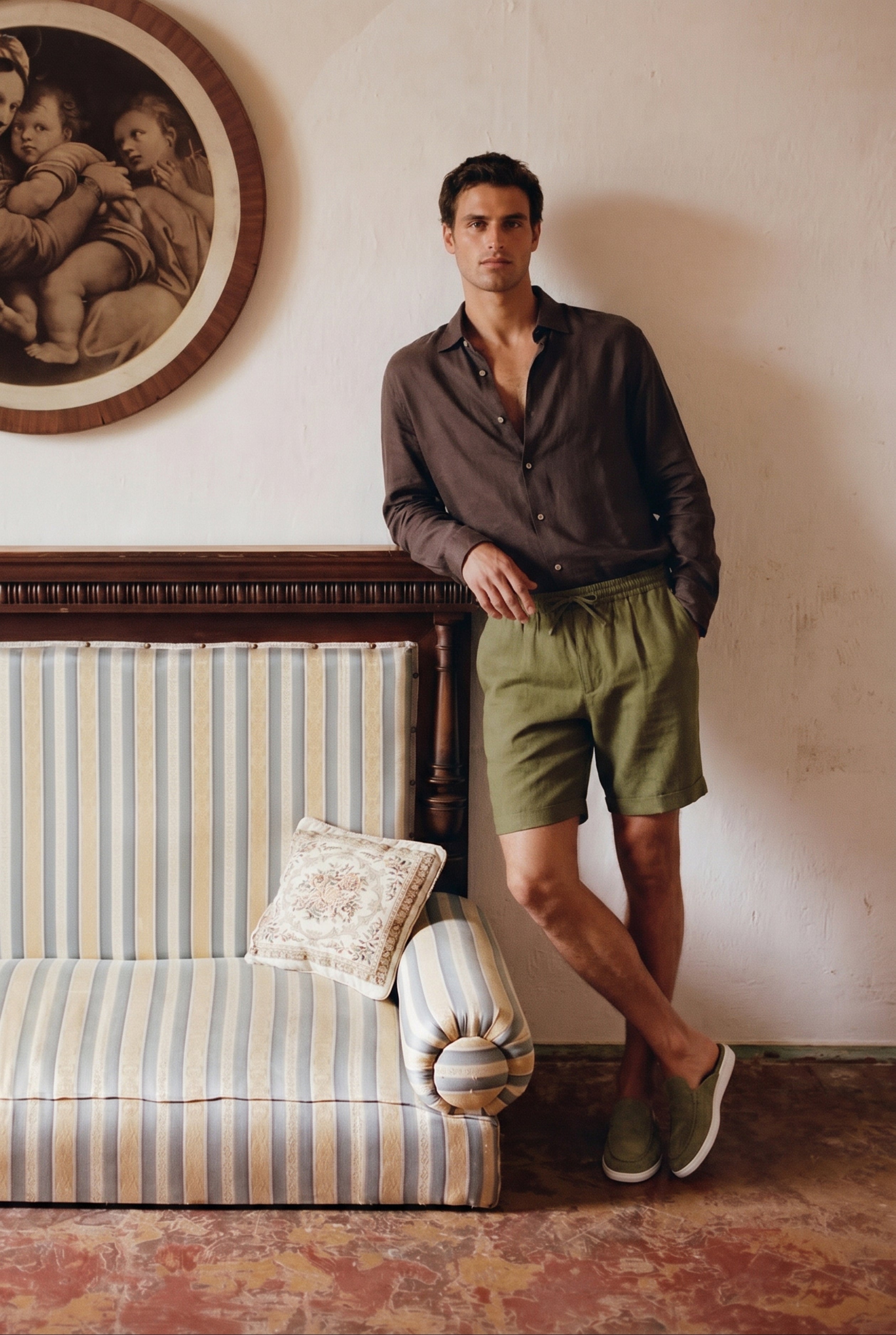 Cavalién Linen Short Olive