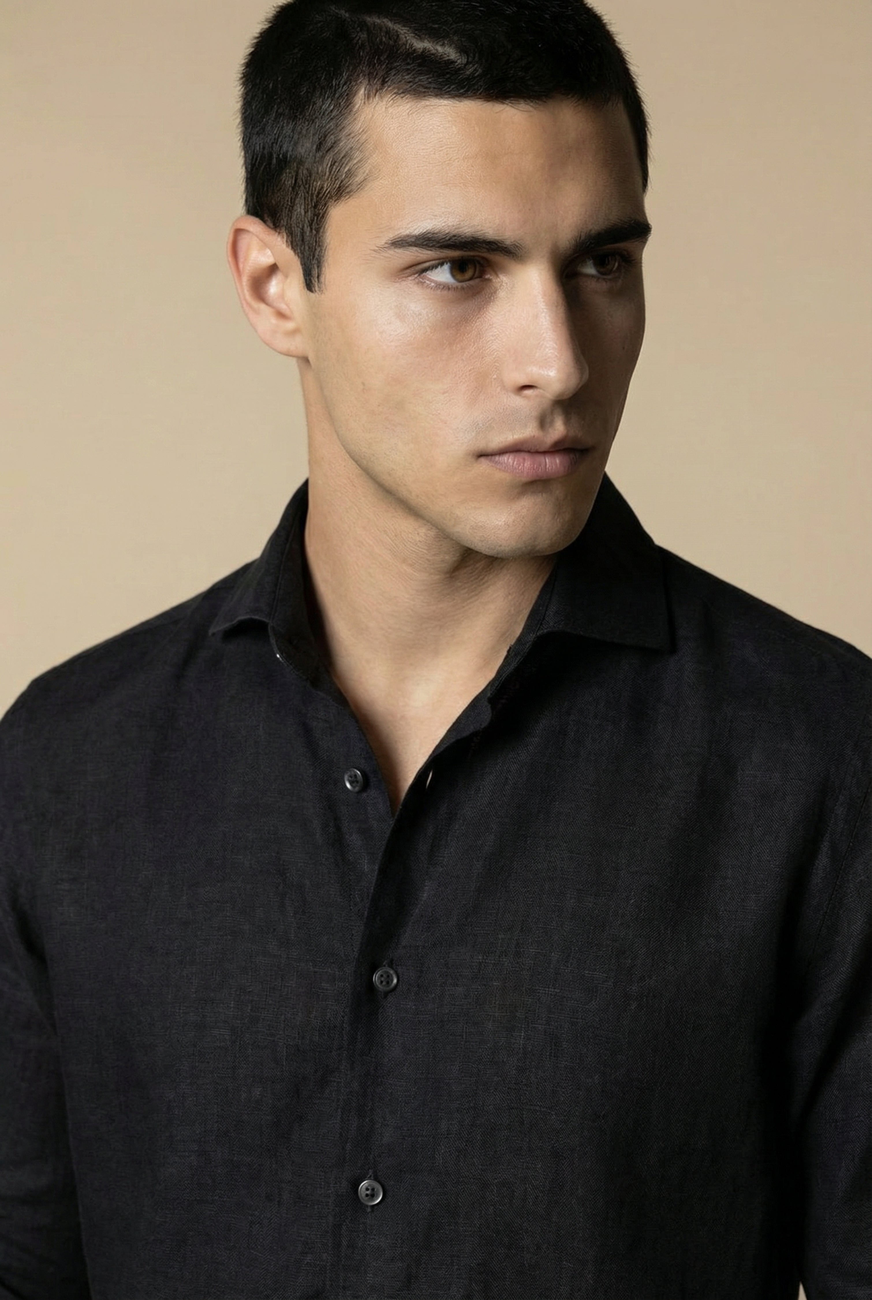 Long Sleeve Linen Shirt Black