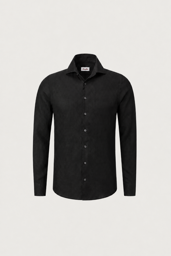 Long Sleeve Linen Shirt Black