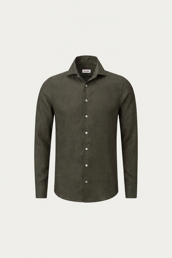 Long Sleeve Linen Shirt Olive